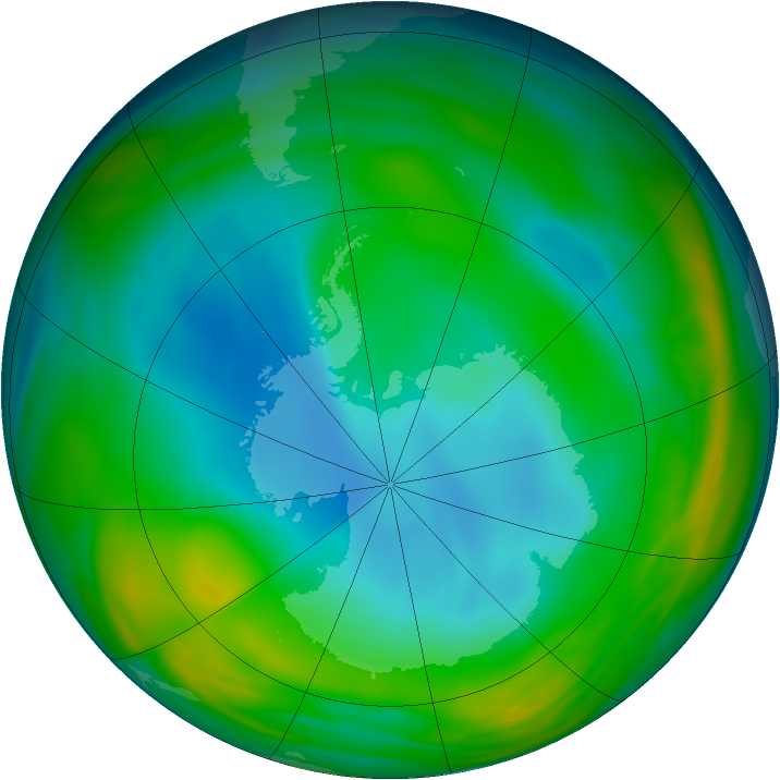 Antarctic ozone map for 29 June 2005